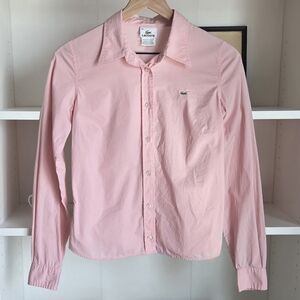 Lacoste Cotton Stretch Button Down Shirt Womens 38 Pink